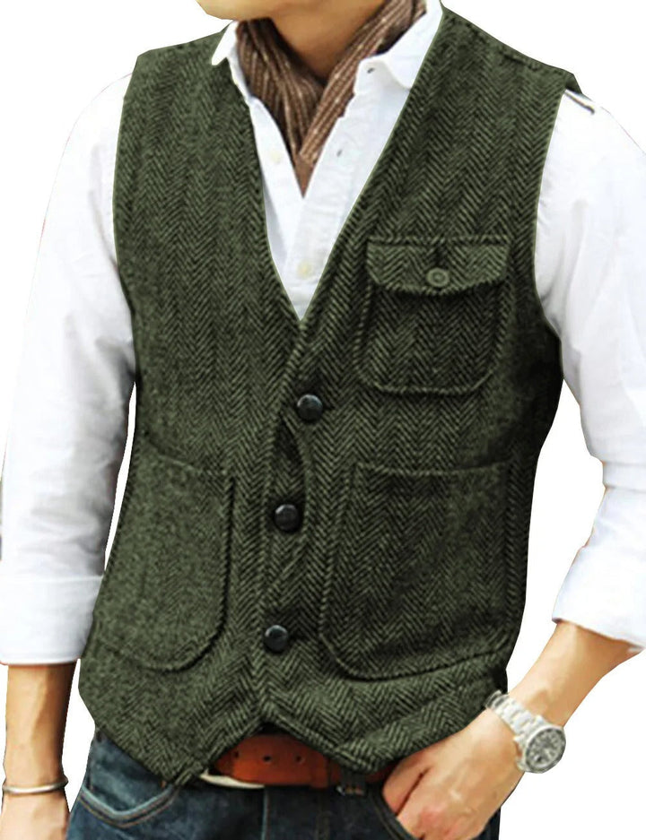 Lune London | Vintage Waistcoat Without Sleeves Made Of Tweed for Men