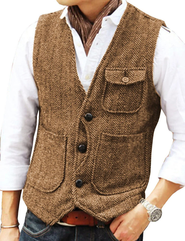 Lune London | Vintage Waistcoat Without Sleeves Made Of Tweed for Men