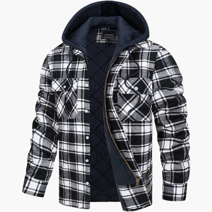Chic und Stil | Winter flannel hoodie jacket - Trendy, lined casual coat for autumn and winter