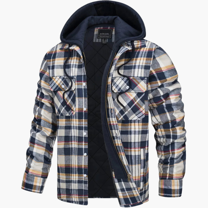Chic und Stil | Winter flannel hoodie jacket - Trendy, lined casual coat for autumn and winter