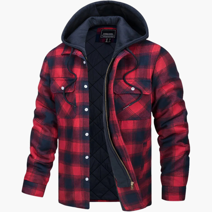 Chic und Stil | Winter flannel hoodie jacket - Trendy, lined casual coat for autumn and winter