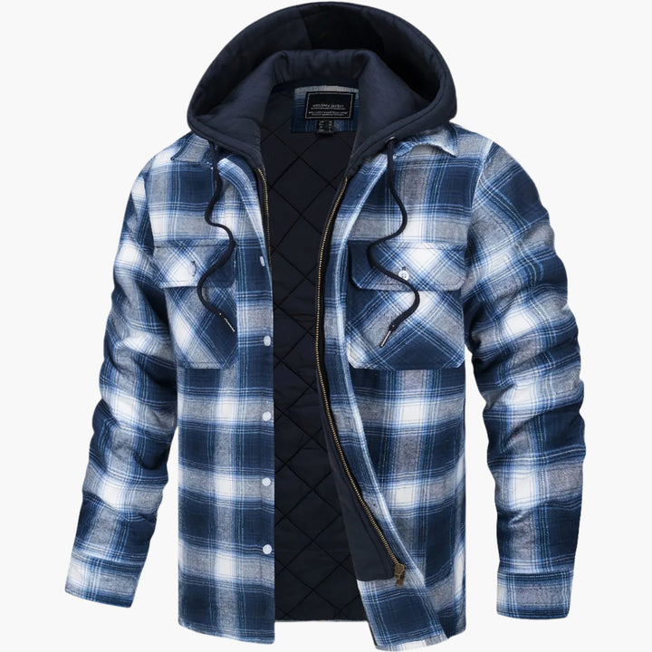 Chic und Stil | Winter flannel hoodie jacket - Trendy, lined casual coat for autumn and winter