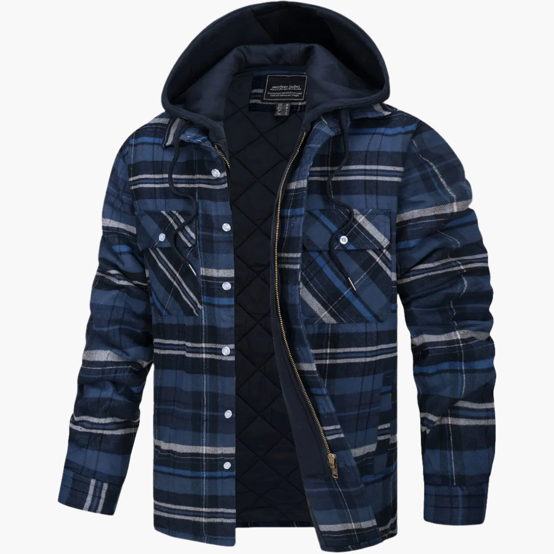 Chic und Stil | Winter flannel hoodie jacket - Trendy, lined casual coat for autumn and winter