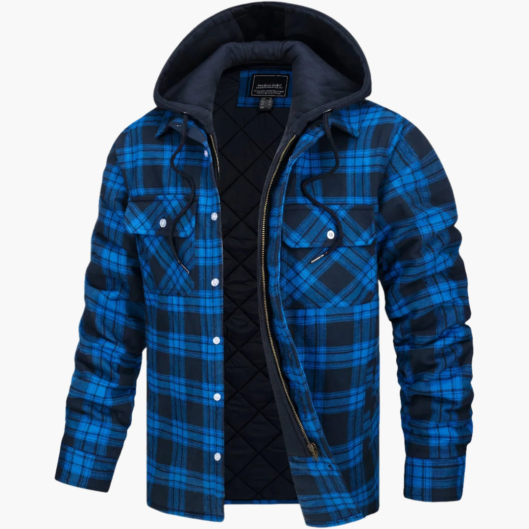 Chic und Stil | Winter flannel hoodie jacket - Trendy, lined casual coat for autumn and winter