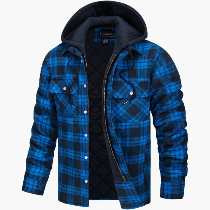 Chic und Stil | Winter flannel hoodie jacket - Trendy, lined casual coat for autumn and winter