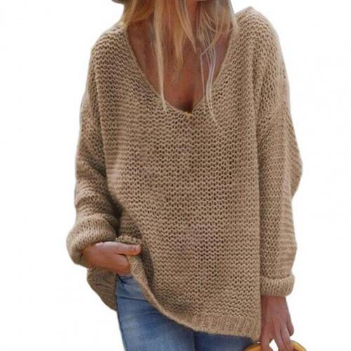 Lune London | Knit Sweater - Oversized Loose Fit - Soft V-Neck - Long Sleeves Warm Comfort