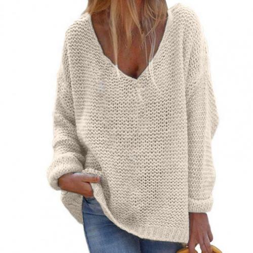 Lune London | Knit Sweater - Oversized Loose Fit - Soft V-Neck - Long Sleeves Warm Comfort