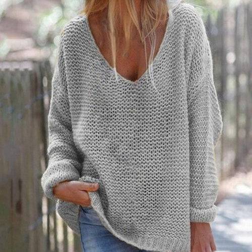 Lune London | Knit Sweater - Oversized Loose Fit - Soft V-Neck - Long Sleeves Warm Comfort