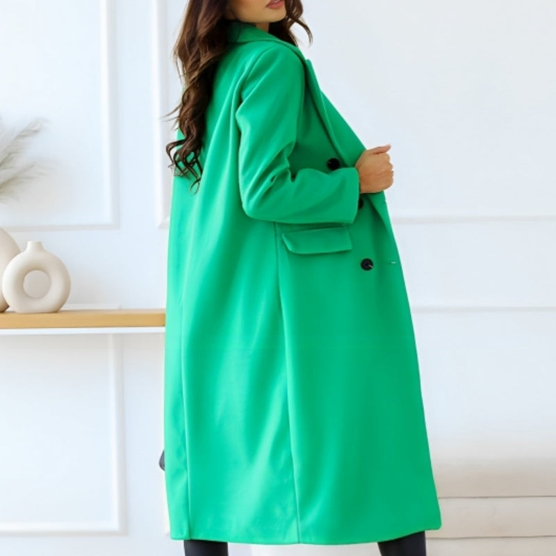 Lune London | Coat - Long Elegant Wool Blend - Double Button Closure - Tailored Fit