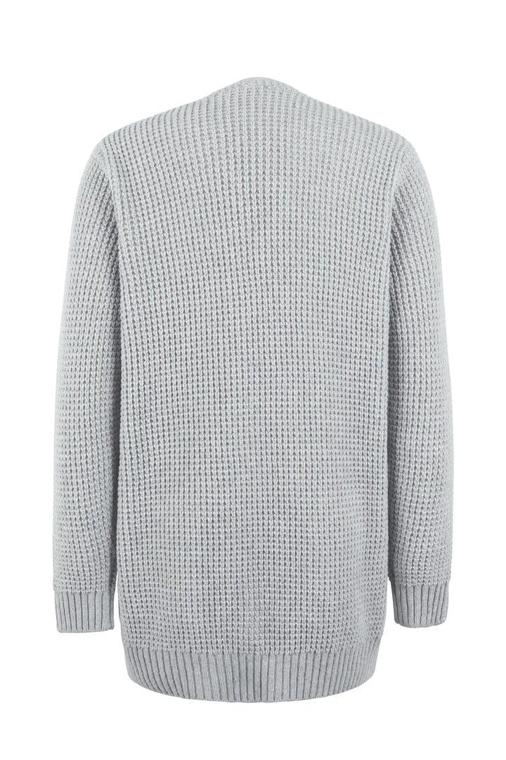 Lune London | Cardigan - Long Open Front - knitted texture - soft ribbed edges - with pockets