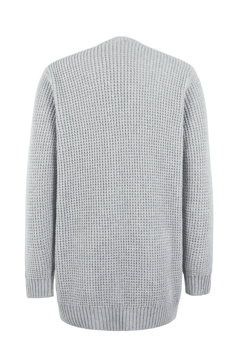 Lune London | Cardigan - Long Open Front - knitted texture - soft ribbed edges - with pockets