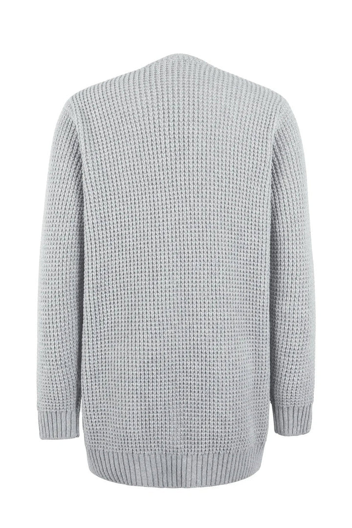 Lune London | Cardigan - Long Open Front - knitted texture - soft ribbed edges - with pockets