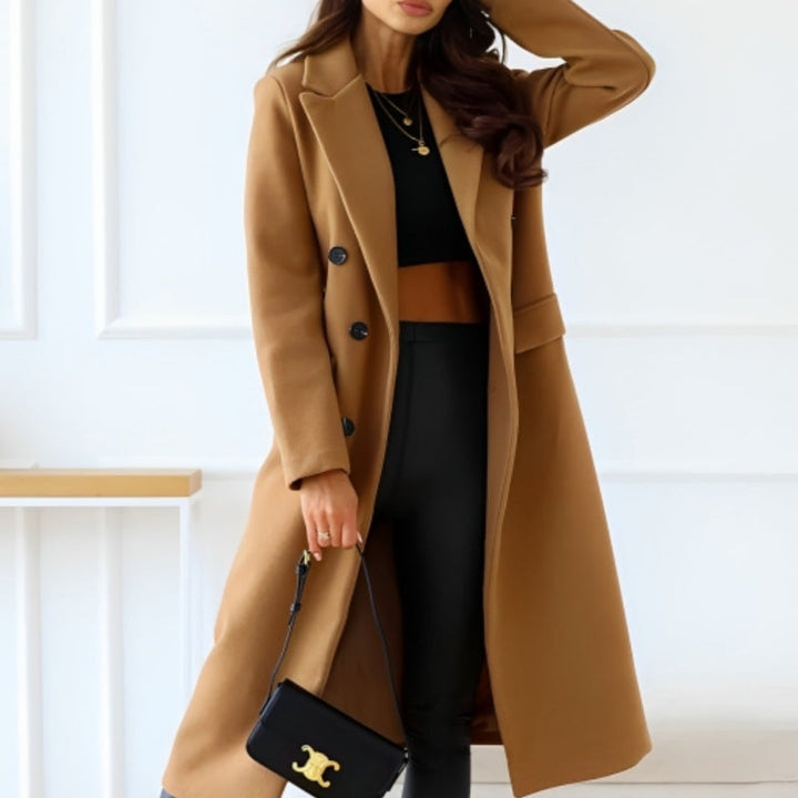 Lune London | Coat - Long Elegant Wool Blend - Double Button Closure - Tailored Fit