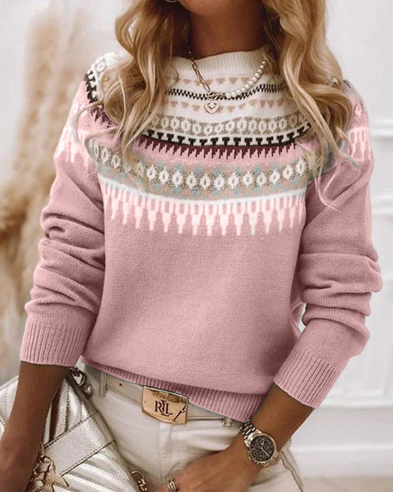Lune London | Knit sweater - Fair Isle pattern - Round neckline - Long sleeves - Ribbed details