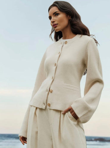 Lune London | Cardigan - Button Closure - Round Neck - Long Sleeves - Soft and Comfortable