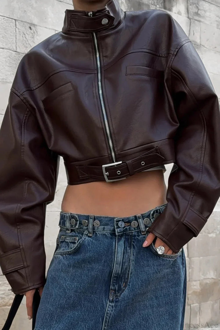 Lune London | Biker Stand Collar Zipper Leather Jacket
