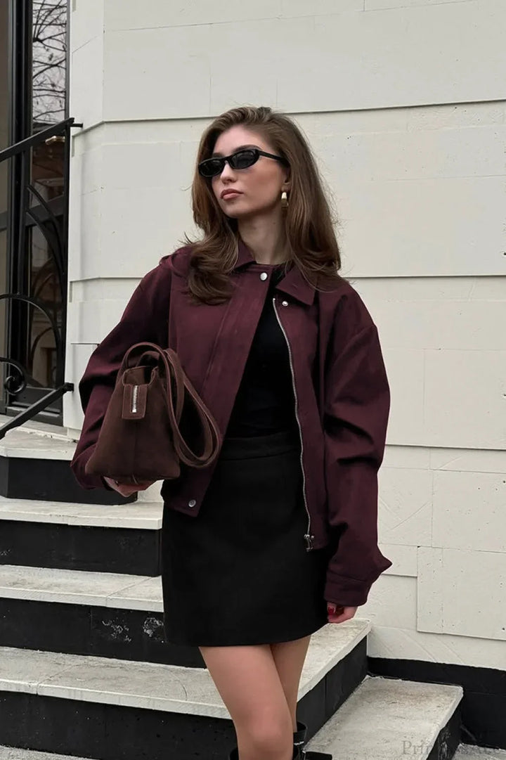 Lune London | Burgundy Suede Utility Jacket