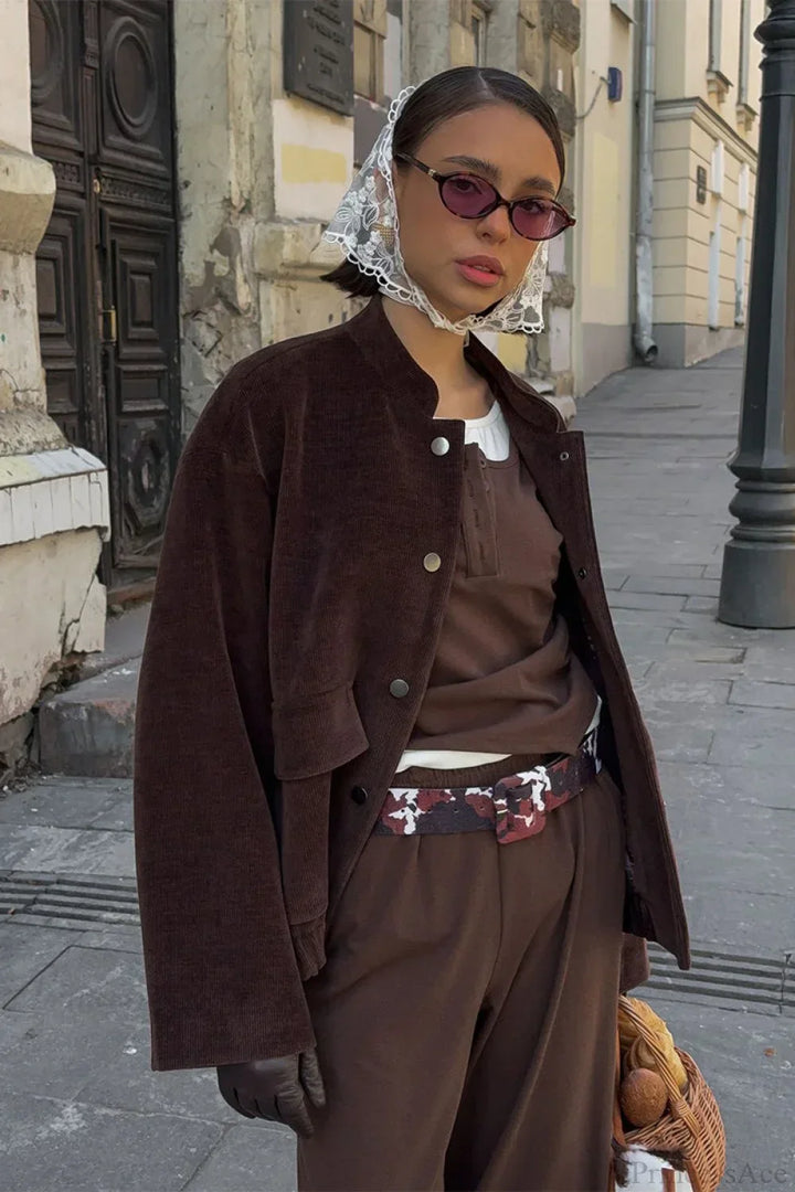 Lune London | Cord jacket with rising collar and loose fit