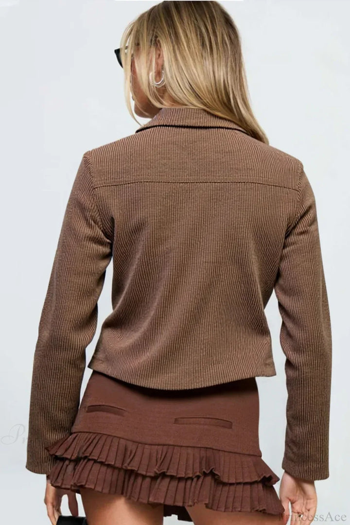 Chic und Stil | Dark Brown Street Slim-Fit Y2K Utility Jacket