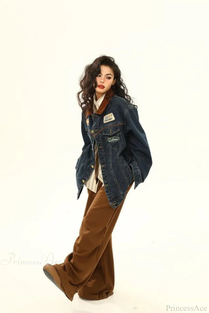 Lune London | Embroidered Denim Loose Revers Utility Jacket