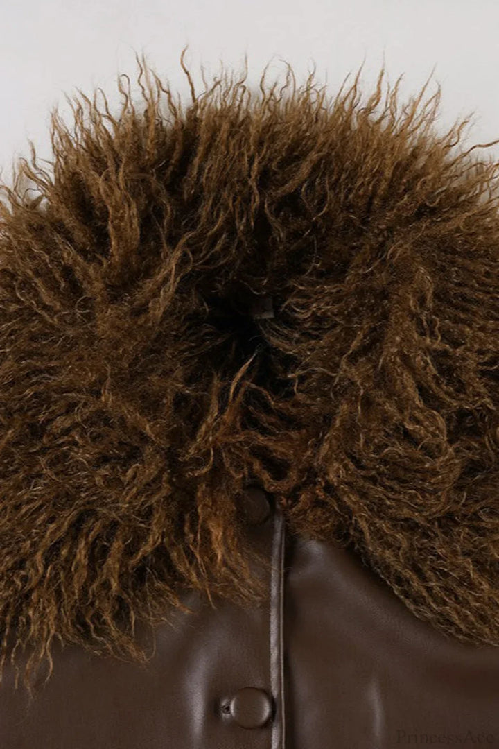 Lune London | Fleece-Collar Leather-Panel Jacket