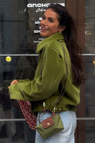 Lune London | Green Velvet Loose Baseball Lapel Jacket