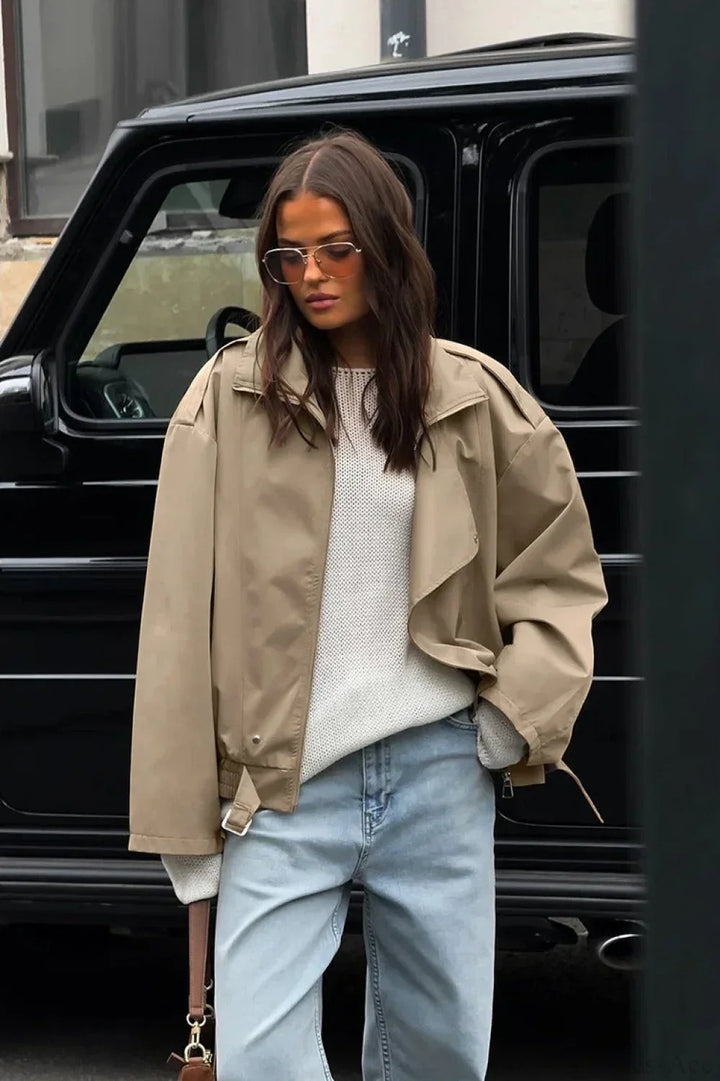 Lune London | Khaki Lapel Trench Casual Jacket