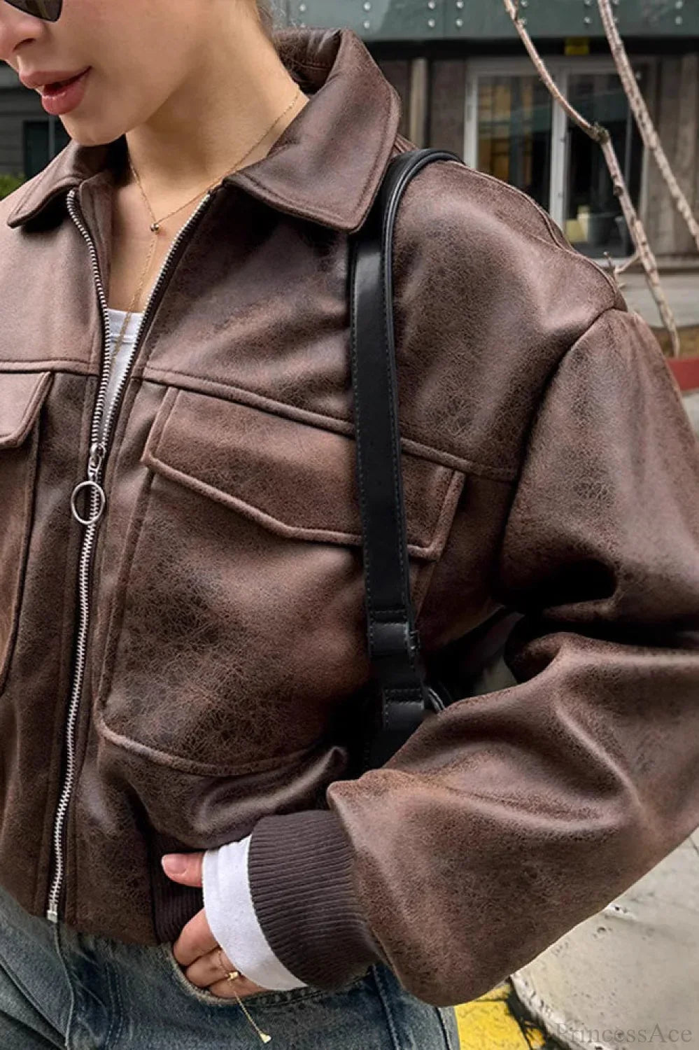 Lune London | Maillard Bomber Revers Leather Jacket