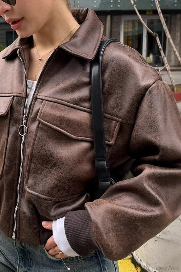 Lune London | Maillard Bomber Revers Leather Jacket