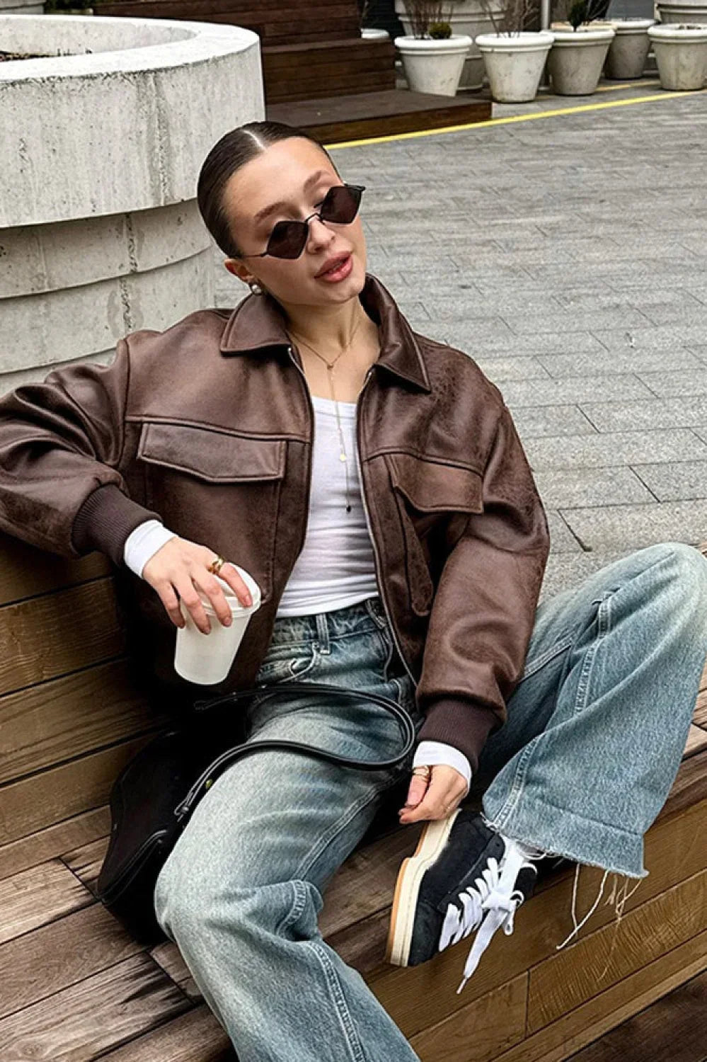 Lune London | Maillard Bomber Revers Leather Jacket