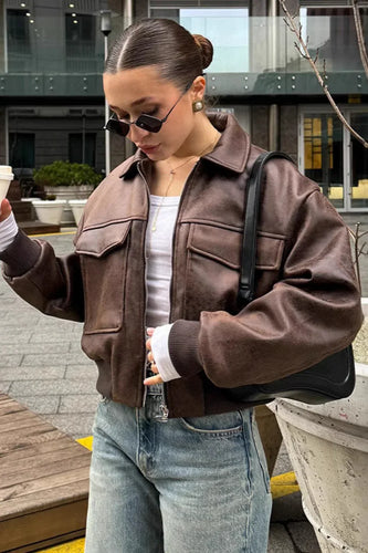 Lune London | Maillard Bomber Revers Leather Jacket