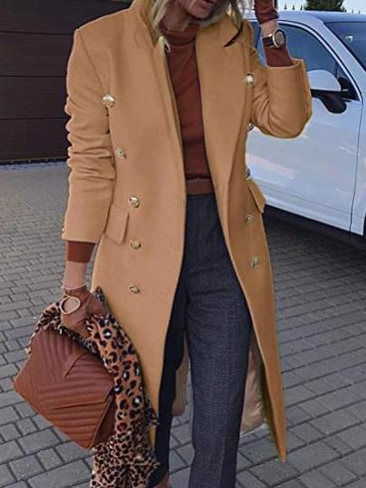 Lune London | Wool Coat with Lapels Button Pocket and Long Sleeves for Women