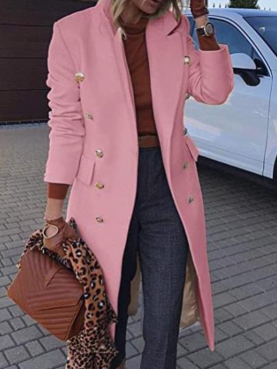 Lune London | Wool Coat with Lapels Button Pocket and Long Sleeves for Women