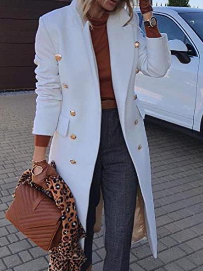 Lune London | Wool Coat with Lapels Button Pocket and Long Sleeves for Women