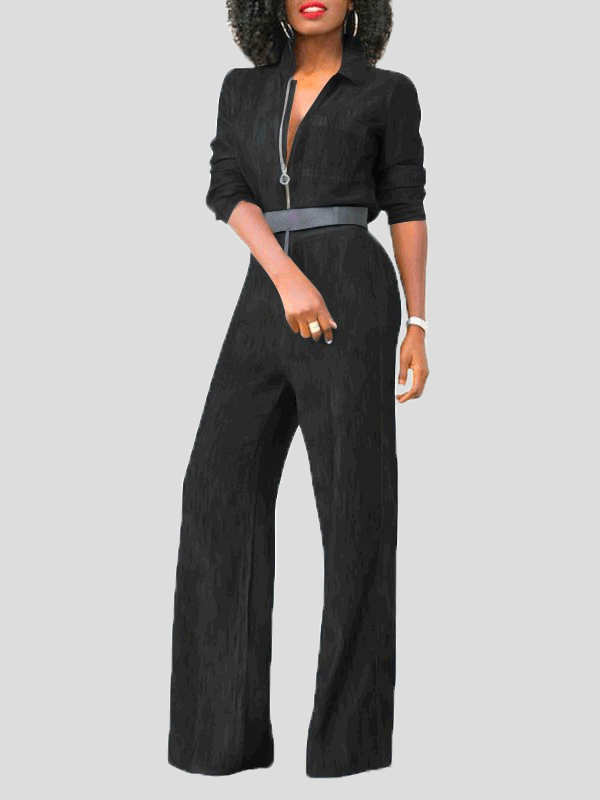 Lune London | Women's Jumpsuits Lap Zipper Long Sleeve Denim Jumpsuit