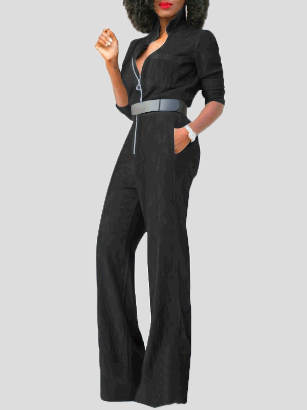 Lune London | Women's Jumpsuits Lap Zipper Long Sleeve Denim Jumpsuit