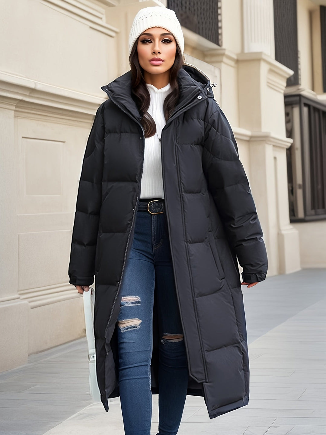 Lune London | Women's Long Down Coat with Hood for Autumn/Winter