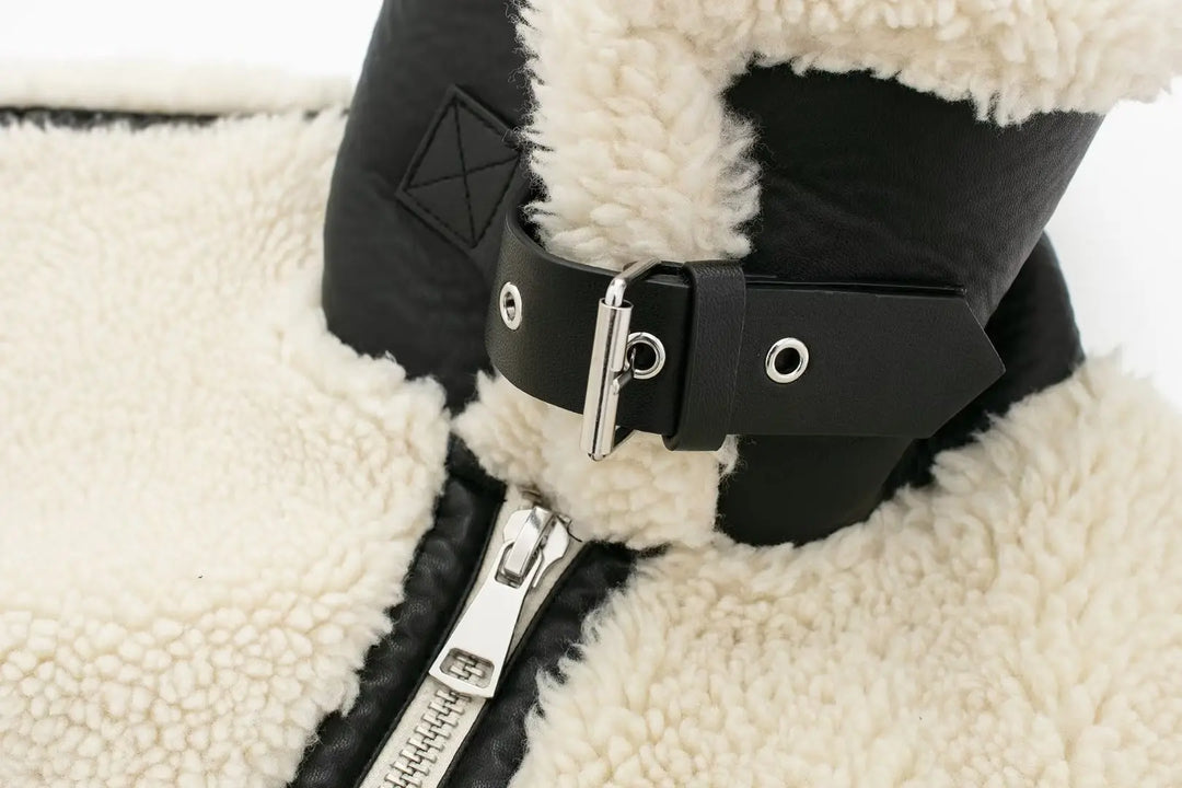 Lune London | Winter teddy biker jacket for stylish casual and urban outfits
