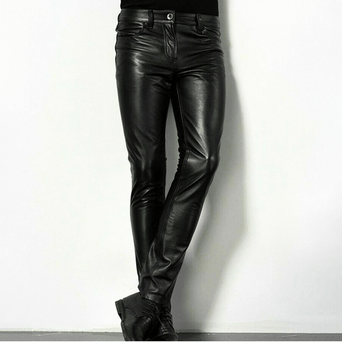 Chic und Stil | Black Faux Leather Pants for Men Trendy Design