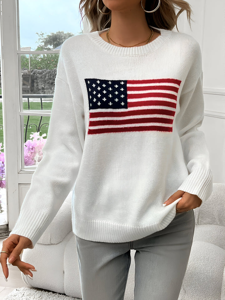 Lune London | American Flag Round Neck Sweater